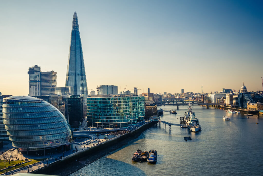 Aerial View On Thames And London City