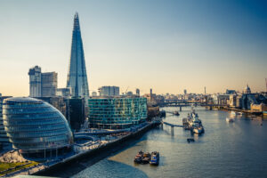 Aerial View On Thames And London City